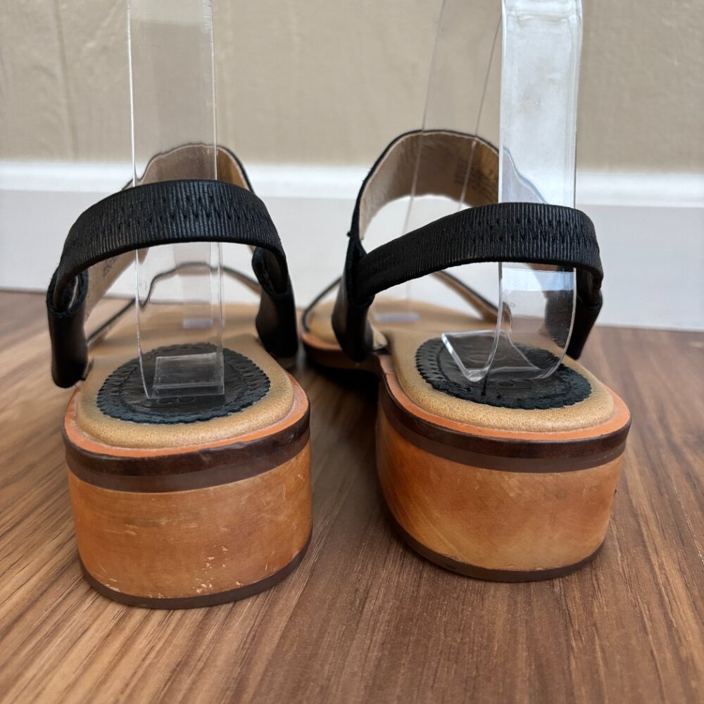 Anthropologie Leather Essential Black Latigo Halo Block Heel Sandals - Picture 6 of 10